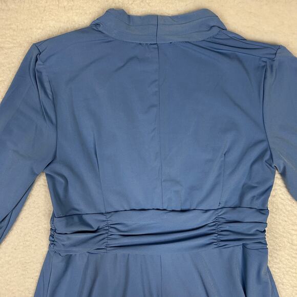 Perceptions NY Womens Size M 1/2 Sleeve Faux Wrap Dress Periwinkle Blue NEW - Picture 5 of 12